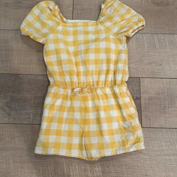 CAT & JACK GIRLS YELLOW CHECK ROMPER OUTFIT 4T - Picture 1 of 6